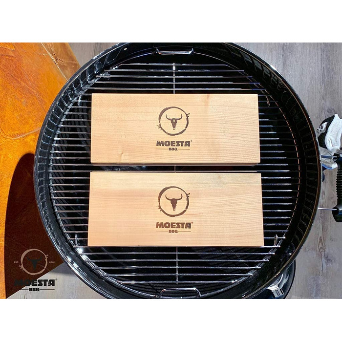 MOESTA-BBQ Дошка для копчення XXL з вільхи, набір 2 шт, багаторазова, без кори, для барбекю та гриля