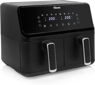 Tristar цифрова аерофритюрниця з подвійною чашею, 2 × 4 л, 2700 Вт, 8 програм, незалежне регулювання температури, чорна