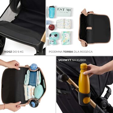 Дитяча коляска Kinderkraft MOOV2 4 в 1 з автокріслом I-SIZE, бежевий PRO, до 22 кг