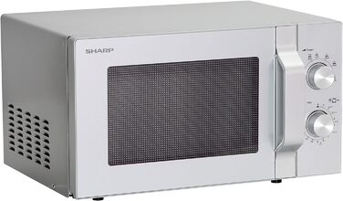 Мікрохвильова піч Sharp R204S, 20 л, 800 Вт, 6 режимів, срібляста, таймер, розморожування за вагою, скляний піддон 24,5 см