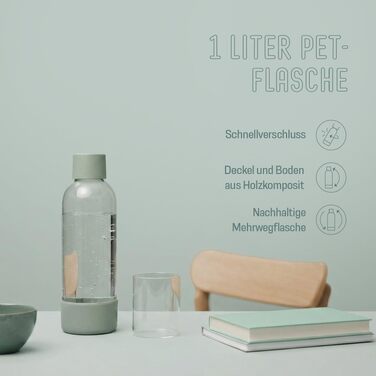 Сифон для газування води Mysoda Woody, шавлієвий зелений (Pigeon), без CO2-циліндра