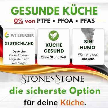 Набір сковорідок Stone&Stone для індукційних та газових плит (4 шт), антипригарне керамічне покриття, діаметри 20/24/28/32 см, з кришками, без PFAS, PFOA та PTFE