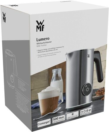 WMF Lono Silk: Електричний спінювач молока для капучино, лате та гарячого шоколаду (150-500 мл) з індукційним нагрівом та підсвіткою. Підходить для коров'ячого та рослинного молока.