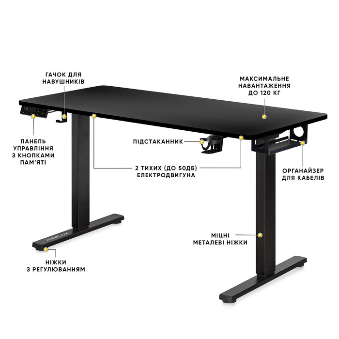 Стіл Mealux PowerDesk Duo XL Black (арт. EVO-252 Duo B/B)