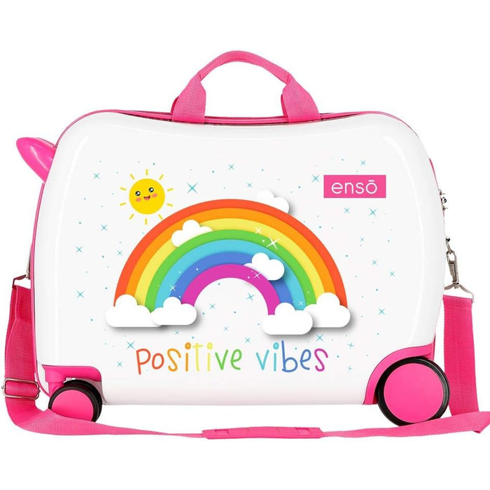 Дитячий валіз Arcoiris Positive Vives, білий, 50x39x20 см, ABS, 38л, 4 колеса, кодовий замок, ручна поклажа