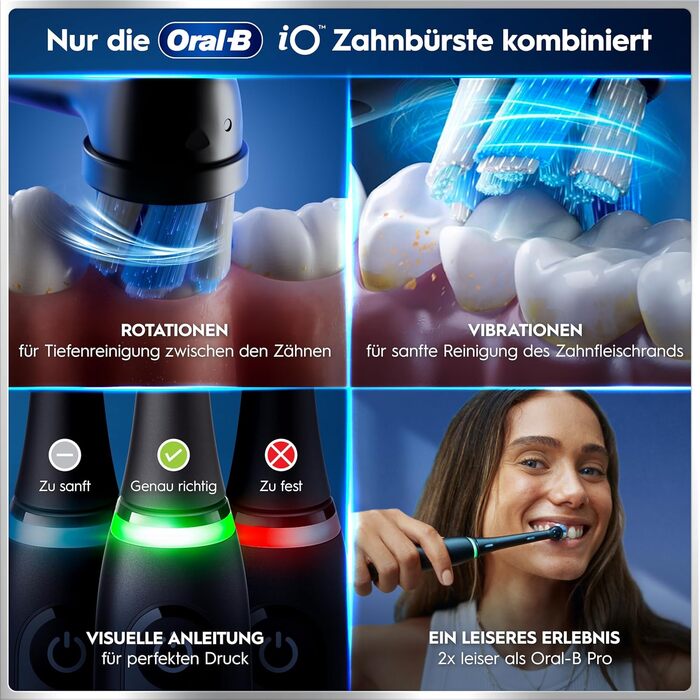 Електрична зубна щітка Oral-B iO Series 6 Black Lava, набір: щітка, 3 змінні насадки (Probierset) та чорний дорожній футляр
