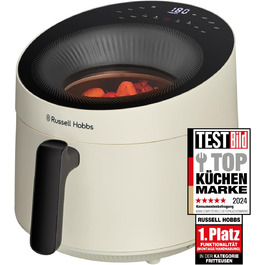 Аерофритюрниця Russell Hobbs SatisFry Panoramic 5 л, 10 програм, з оглядовим вікном, без олії, для фритюру, грилю, запікання та випікання, до 200°C, підходить для посудомийної машини, кремова, модель 27421-56