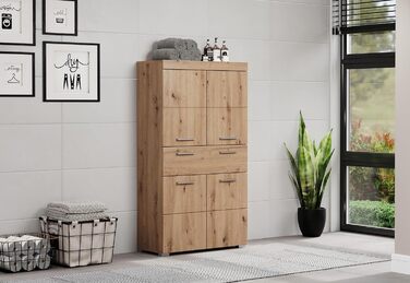 Високий шафа для ванної кімнати trendteam Amanda, 73x130x31 см, колір дуб асті, меблі для ванної