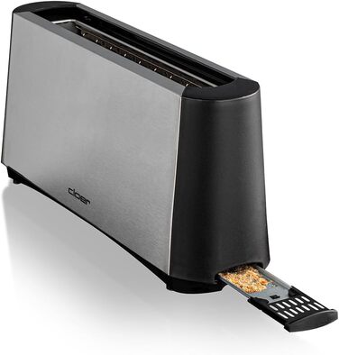 Тостер Cloer 3810 довгий слот, 880 Вт, для 2 тостів, функція для сірого хліба, насадка для булочок, корпус з нержавіючої сталі
