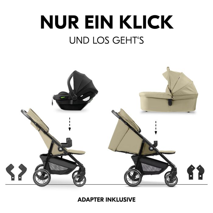 Комплект Hauck Shop N Care Trio Set Olive - 3в1: коляска, ванночка для новонароджених та автокрісло i-Size до 22 кг, з підспільною столикою та тримачем для напоїв, UPF 50+, регульоване положення для сну, складається