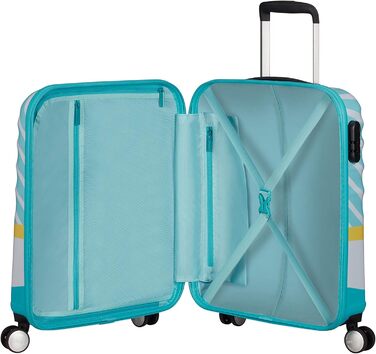 Дитяча валіза American Tourister Wavebreaker Disney Mickey Blue Kiss 55 см 36 л, багатобарвна, жорсткий чемодан на колесах, спінер для дітей