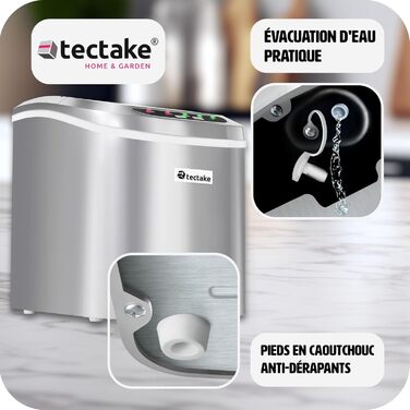 tectake® Льодогенератор, машина для приготування льоду 2,1 л, 12 кг/24 год, 9 кубиків за 6 хв, з лопаткою, для кухні та бару, чорний