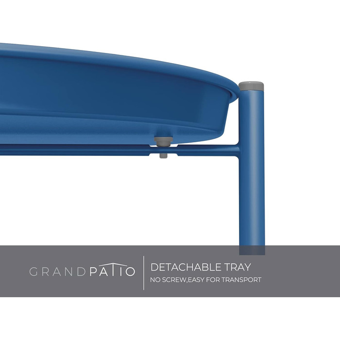 Металевий журнальний стіл Grand patio, 2-рівневий, знімна полиця, 45x45x53 см, для вітальні, спальні, саду, синій павич