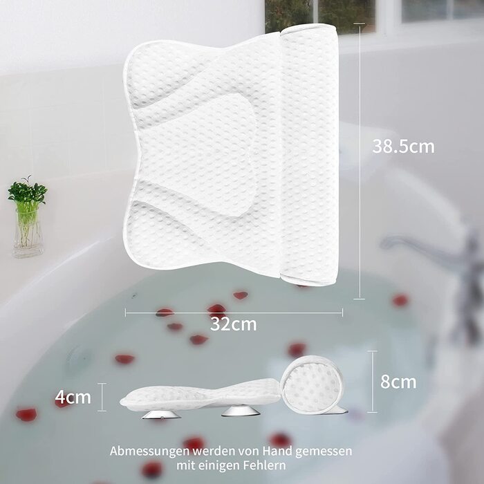 Подушка для ванни AdelDream, люкс, 4D Air Mesh, для шиї, плечей та спини, з 6 потужними присосками, універсальна для всіх ванн, спа-аксесуар