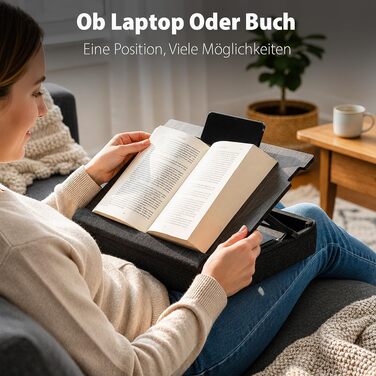 Підставка для ноутбука з подушкою Vigo Wood Laptray — стіл для ліжка та дивана, регульований тримач (Cambridge & Black)