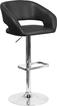 Барний стілець Flash Furniture, регульований по висоті, металевий, хромована основа, чорний вініл, 58,4×57,2×37,5 см