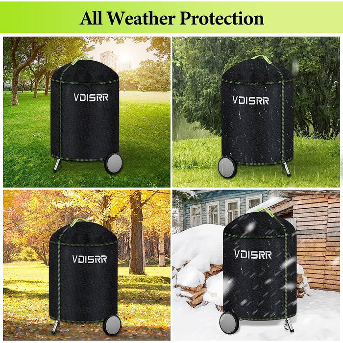 Чохол для круглого гриля VDISRR, важкий 600D оксфорд, водостійкий, для кулястого вугільного гриля, 77x90 см