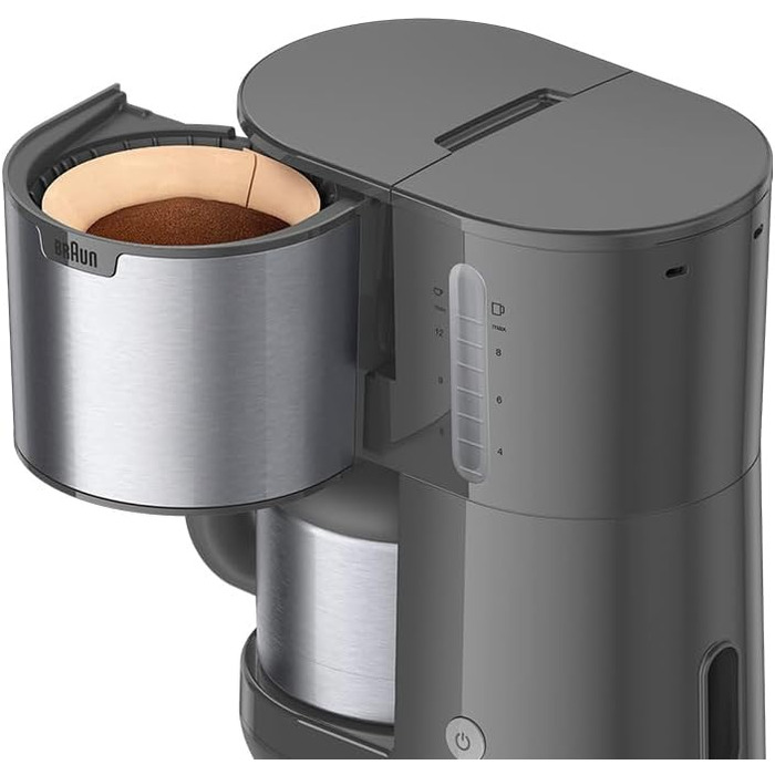 Кавоварка Braun PurShine KF1505GY з термос-кавником, фільтраційна, система OptiBrew, антикрапельна, авто-відключення, 1,2 л, 1000 Вт, сіра