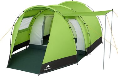 Сімейний намет CampFeuer Zelt Super+ для 4 осіб: великий тунельний намет з 2 входами, тамбуром та водонепроникністю 3000 мм (Зелений/Чорний)