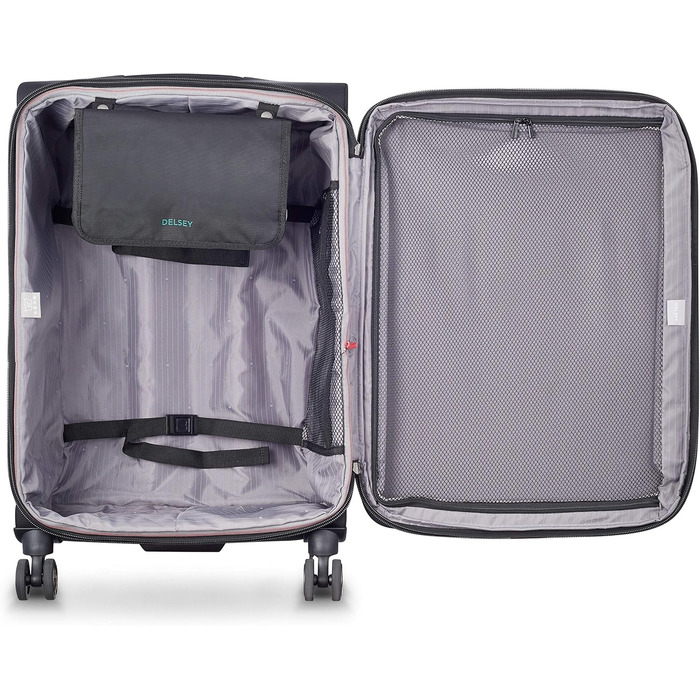 Велика м’яка валіза DELSEY PARIS Helium DLX 84 л, чорна, розсувна, 71×45×33 см