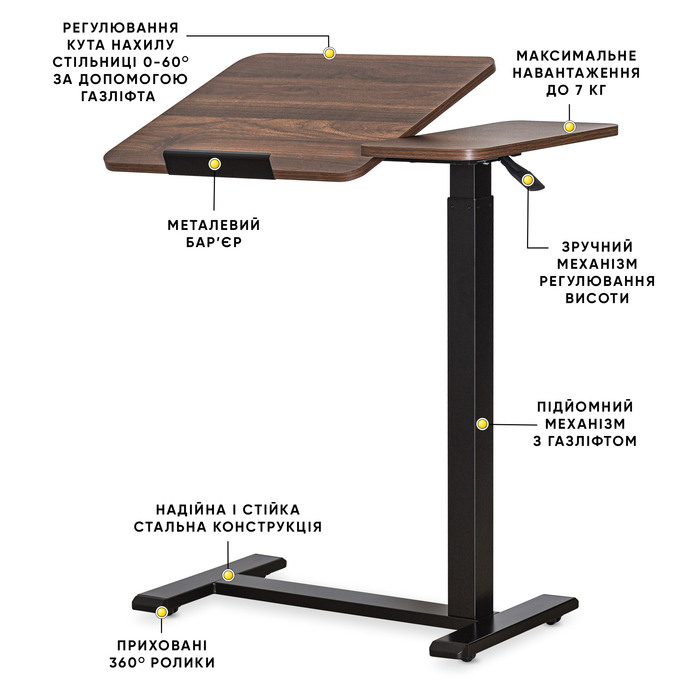 Стіл Hommex Mobidesk Duo USB Walnut (арт. ТН-010-2 Walnut)