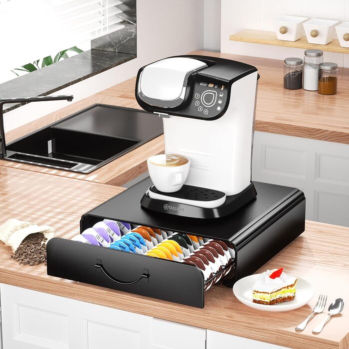 Тримач для капсул Tassimo на 64 шт, металевий органайзер для зберігання кавових капсул, штабельний диспенсер для кавомашини Tassimo, чорний