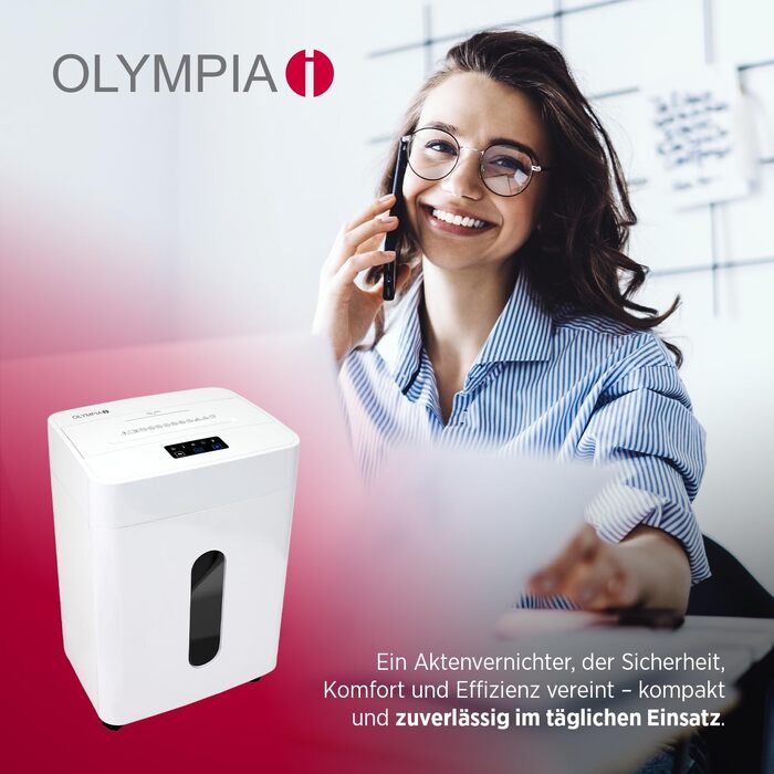 Шредер для паперу та кредитних карток Olympia CC 2515 S, знищення 10 аркушів, P4 (мікрорізка), кошик 10 л, білий