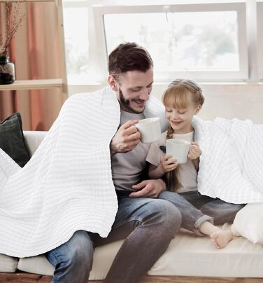 Вафельна ковдра Utopia Bedding з 100% бавовни, літня легка покривало (304x304 см), білий колір