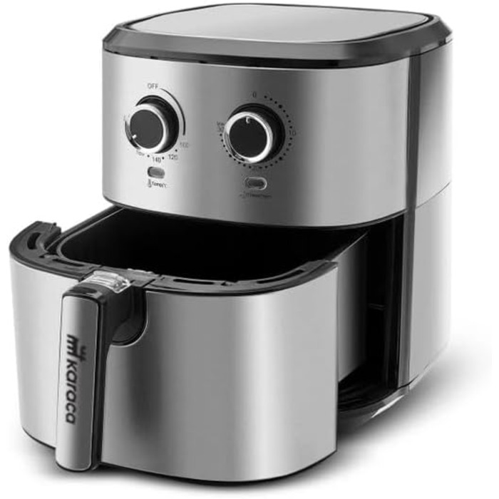 Фритюрниця Karaca Multifry Inox 1700 Вт XL 5,5 л, подвійна, антипригарне покриття, без запаху, циркуляція повітря, регулювання температури та часу