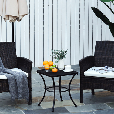 Outsunny Side Table Чорний садовий стіл 45x45x50см Металевий балконний столик Журнальний столик для патіо та саду