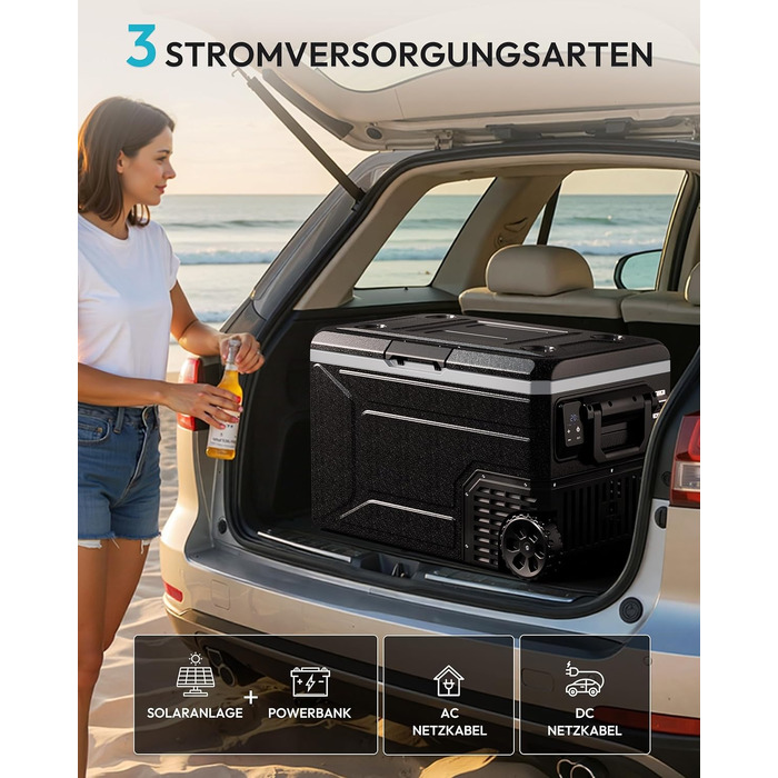 Автомобільний компресорний холодильник EUHOMY 64л з Wi-Fi, -20℃~20℃, 12/24V/220V: для кемпінгу, подорожей, риболовлі