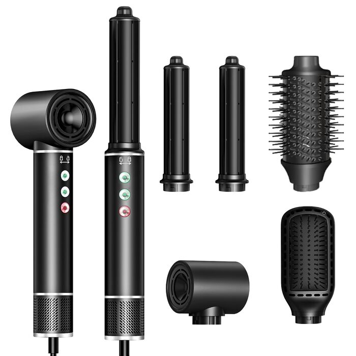 Air Styler 5 в 1 з іонізацією: Фен-щітка, випрямляч, авто-завивка 110 000 RPM, швидке сушіння, чорний