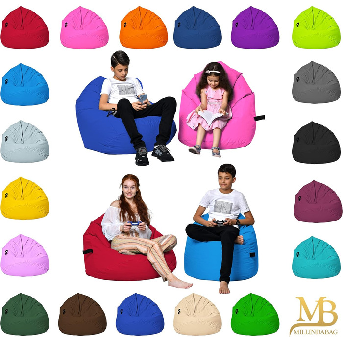 Мішок-крісло Beanbag MILLINDABAG Kastanie краплеподібний для дітей, підлітків та дорослих, антрацит, XL 77 см - для дому та вулиці, вже наповнений