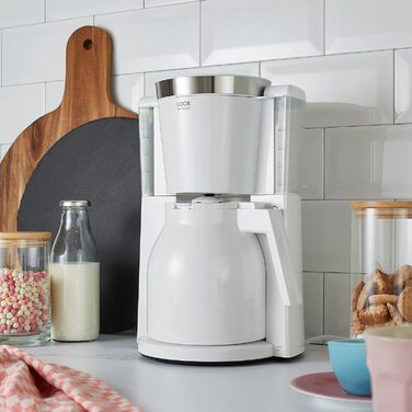 Кавоварка Melitta Look Therm Selection з термочашею, 8 чашок, біла, фільтраційна, захист від крапель