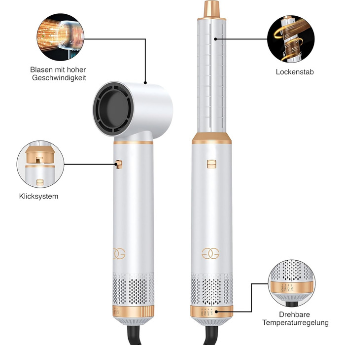 Airstyler 5-в-1: Професійний набір для укладки волосся з гарячою щіткою, феном з іонізацією, автоматичним завивачем для локонів та об'єму
