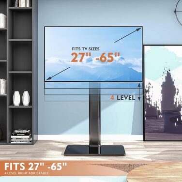 Універсальна підставка для телевізора, поворотна на 80°, регульована по висоті, компактний дизайн, для 27-55