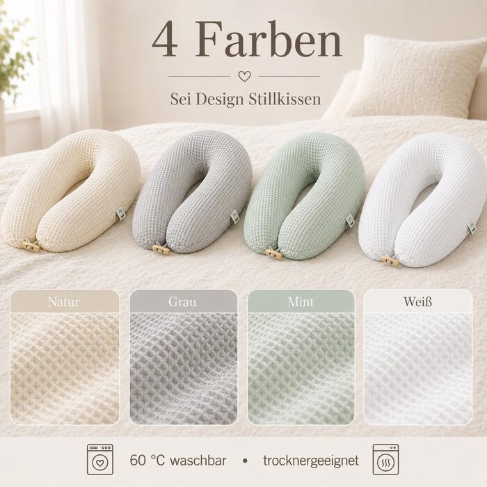 Подушка для вагітних та годування Sei Design XXL 190x30 см, м'ята - ергономічна, з регульованою наповнюваністю, з чохлом з бавовни Oeko-TEX