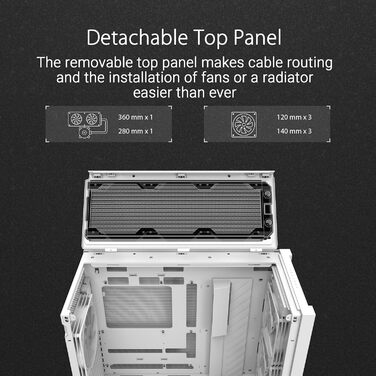 Ігровий корпус ASUS TUF GT302 ARGB білий, Mid-Tower ATX, 4x140 мм ARGB вентилятори, змінні бокові панелі, підтримка ATX материнських плат із прихованими роз'ємами, сітчаста фронтальна панель
