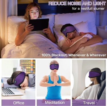 Маска для сну Dolida з навушниками Bluetooth V5.4, повна світлонепроникність, дихаючий матеріал, для жінок та чоловіків, для подорожей, сну, йоги, медитації