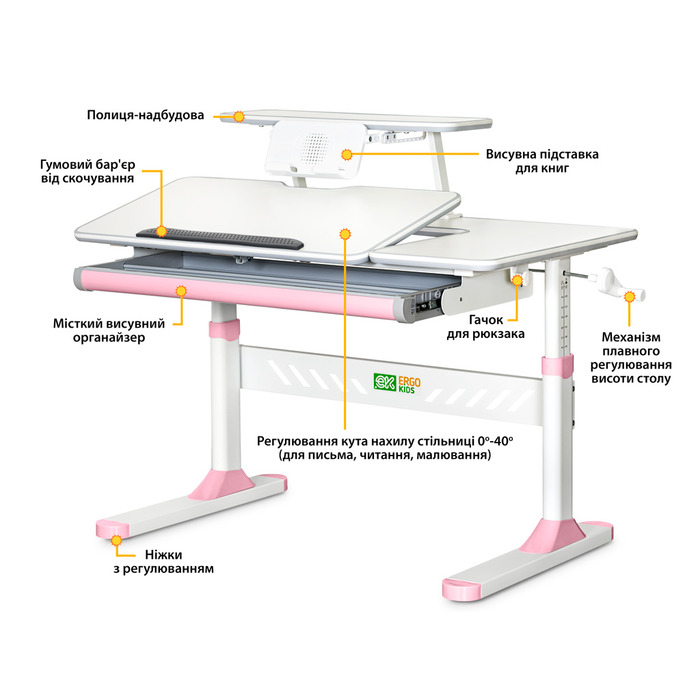 Дитячий стіл Evo-Kids TH-320 Pink (арт. TH-320 W/PN)