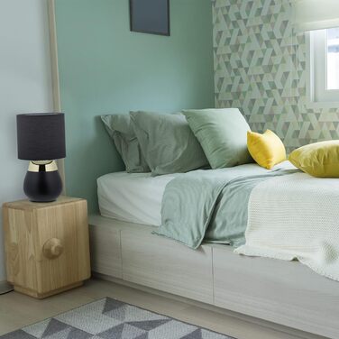 Настільна лампа Relaxdays Touch, овальна, E14, чорна, 32x18 см, нічник з абажуром, дотикове керування, розсіяне світло