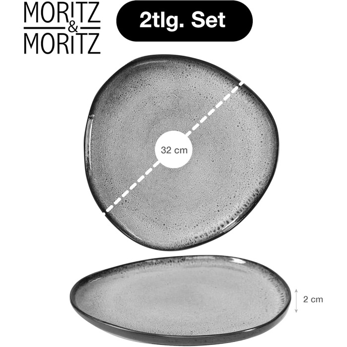 Moritz & Moritz ORGANIC: Набір посуду на 12 осіб (36 предметів) - елегантний набір з високоякісного кераміки (сірий)