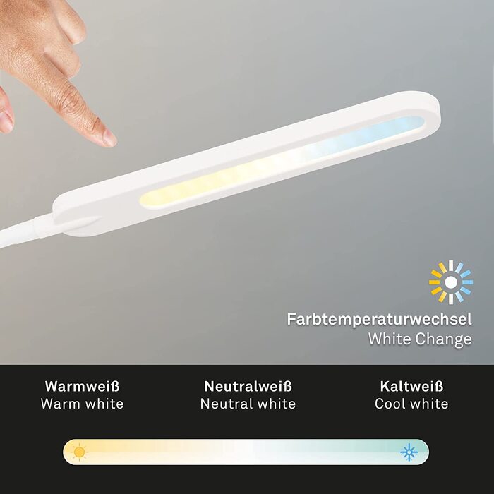 BRILONER LED торшер з димером, сенсорний, регульований теплий і холодний білий, лампа для читання, підлогова лампа для вітальні, світильник стельовий, 20,8x20,8x183 см, білий