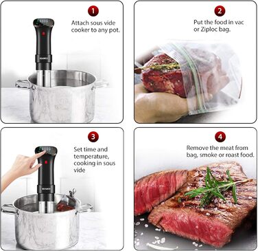 KEAWEO Sous-Vide прилад для приготування їжі за низькою температурою, 1100W, прецизійний, з таймером та LCD дисплеєм, нержавіюча сталь