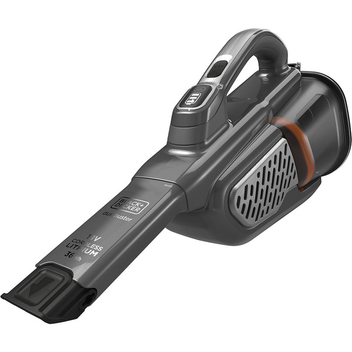 Акумуляторний ручний пилосос BLACK+DECKER Dustbuster Smart Tech 36 Вт/18 В, циклонний, 2 режими, з висувною щілинною насадкою, титан/срібло/чорний, з зарядним кабелем