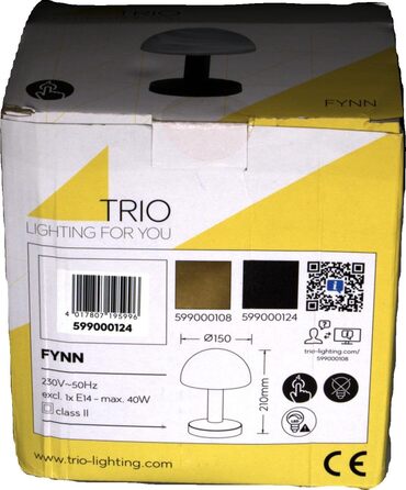 Настільна лампа Trio Fynn, сенсорна, 3 рівні яскравості, метал під іржу, скло біле, E14, 21 см
