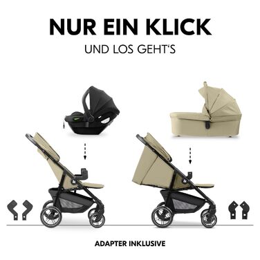 Комплект Hauck Shop N Care Trio Set Olive - 3в1: коляска, ванночка для новонароджених та автокрісло i-Size до 22 кг, з підспільною столикою та тримачем для напоїв, UPF 50+, регульоване положення для сну, складається