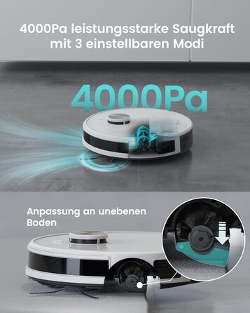 Робот-пилосос LEFANT M1 з функцією миття, LiDAR-навігація, 4000Pa, 200 хвилин роботи, самостійна зарядка, Wi-Fi, 8 зон заборони, ідеально для шерсті тварин, килимів, твердих підлог
