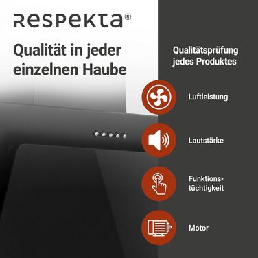 Похила витяжка Respekta CH33060WB (60 см, чорна) з металевим корпусом та скляним екраном, режим відведення та рециркуляції повітря
