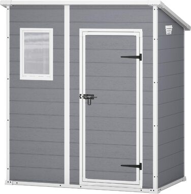 Сарай садовий Keter Manor Pent 6x4 сірий, пластиковий, вологостійкий, 183.5x111x200.5 см